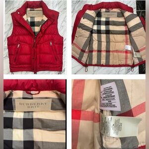 BURBERRY RED VEST, FABRIC LINING IS THE ICONIC BURBERRY TARTAN PLAID CHECK